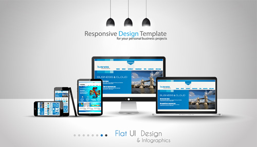 Realistic devices responsive design template vector 07