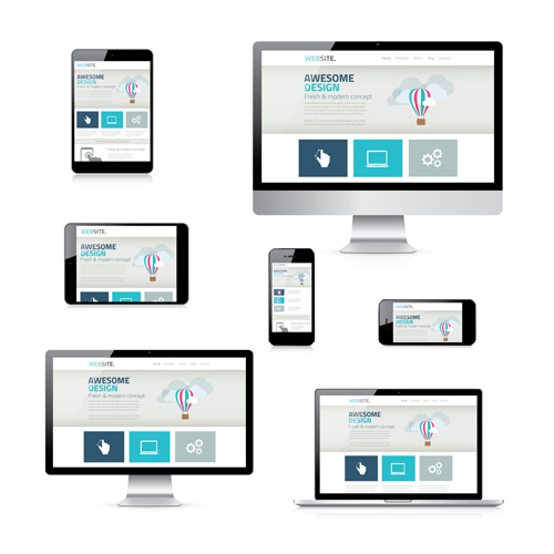 Realistic devices responsive design template vector 16