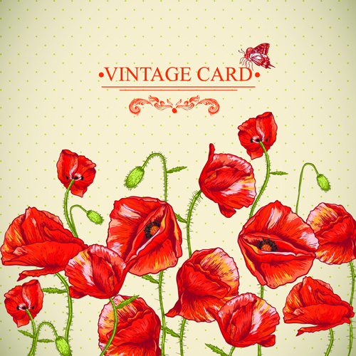 vector graphics Retro font red poppies 