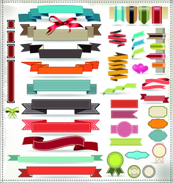 Different Ribbons elements vector set 01