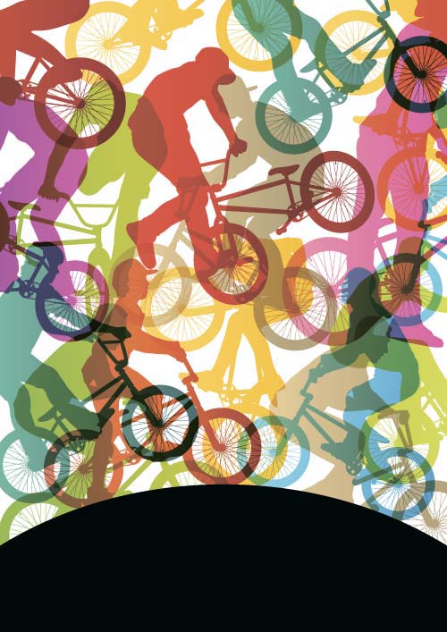 Set of extreme bikers vector silhouettes 01 Set of extreme bikers vector silhouettes 01
