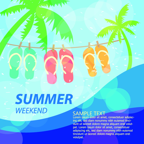 Summer weekend poster holiday template vector