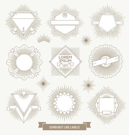 Sunburst line labels vectors 01