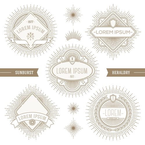 Sunburst line labels vectors 02