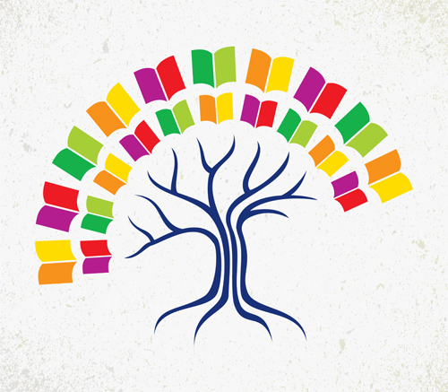 Tree with book creative vector 01