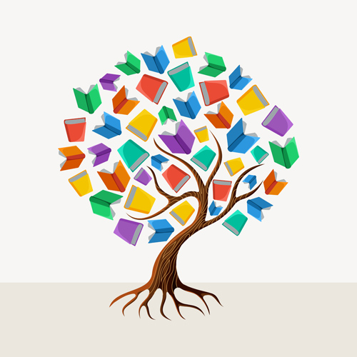Tree with book creative vector 02