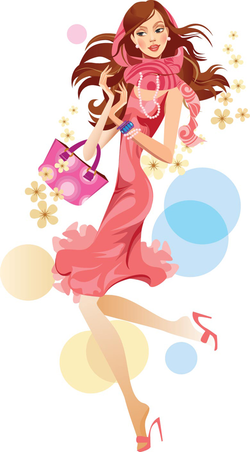 Vector fashion girls design elements set 03