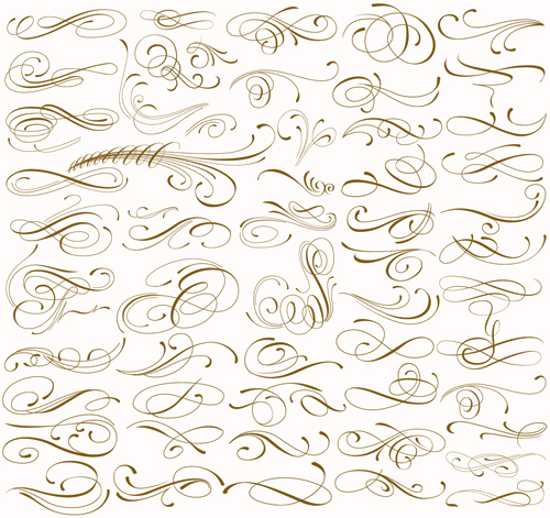 Vector retro calligraphic elements material set 01