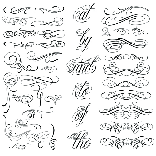 Vector retro calligraphic elements material set 04