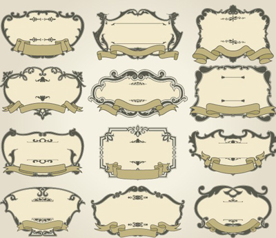 Set of Vintage frameworks elements vector 01