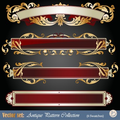 Set of Vintage frameworks elements vector 02