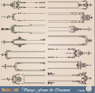 Set of Vintage frameworks elements vector 07