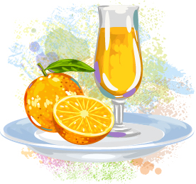 watercolor orange juice 