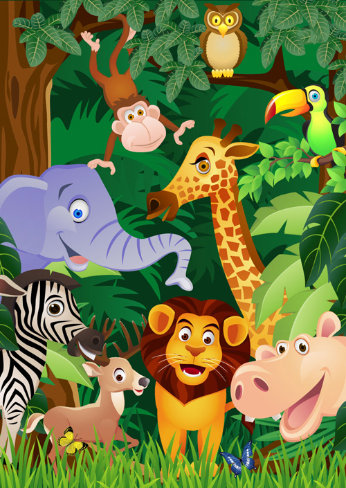 Wild animal cute cartoon vector set 09