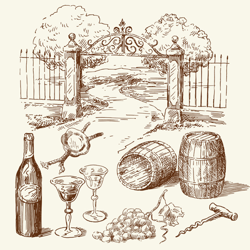 Wine barrels vector 04