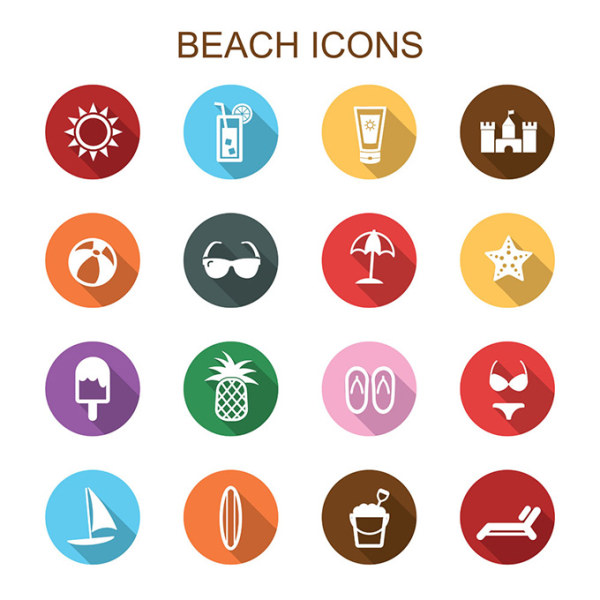 travel icons beach 