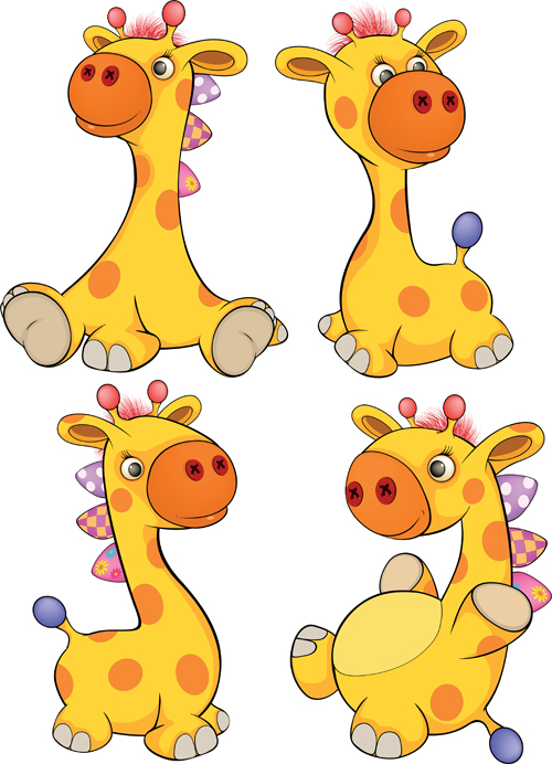 lovely animal cartoon style vector material 02