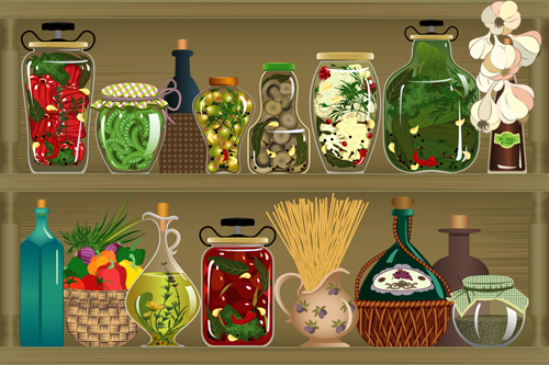 Pantry design elements vector 04