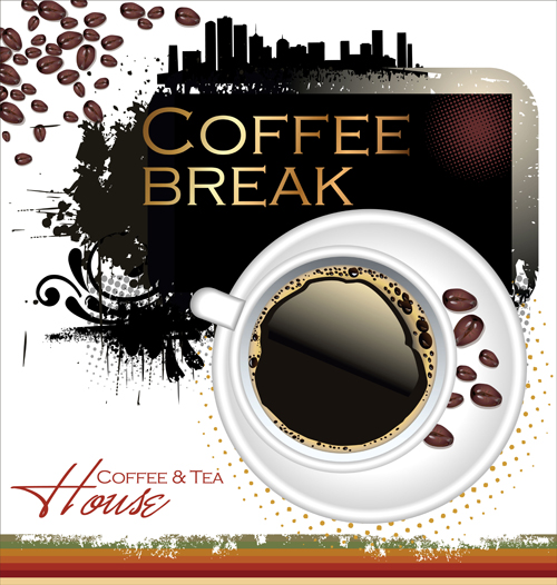 Tea time design elements vector 04