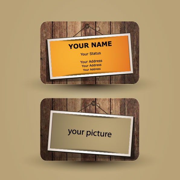 Retro Wooden cards vector 01