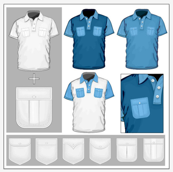 Man Short sleeve T shirt Working outfit vector 01