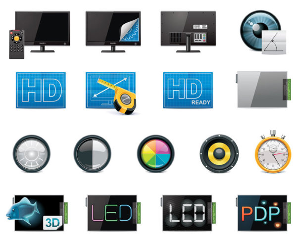 Science and technology Product Icons set 01 vector