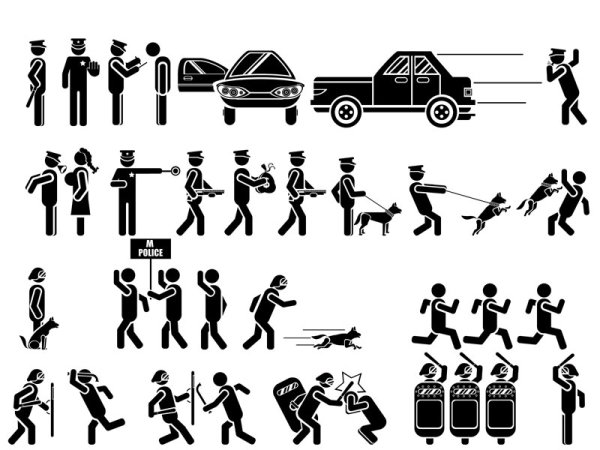 Police Sketch vector set 01