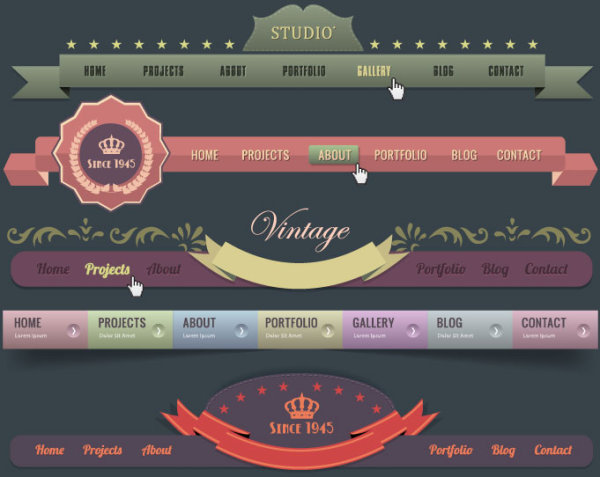 luxury of Vintage Website Navigation vector 02
