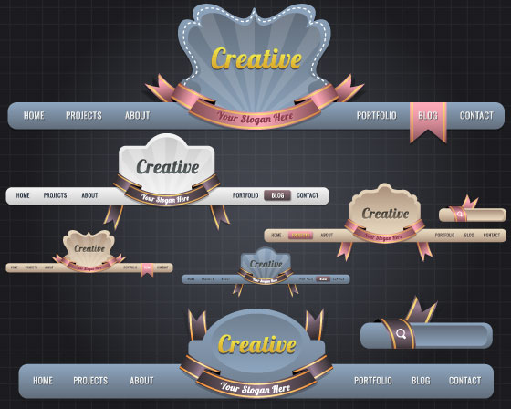 luxury of Vintage Website Navigation vector 03