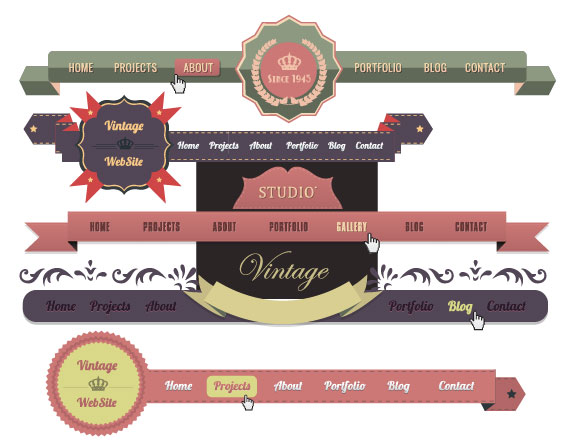 luxury of Vintage Website Navigation vector 04