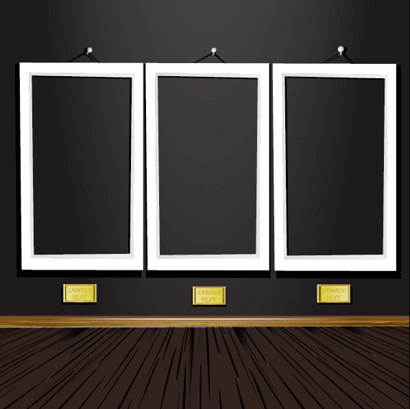 Set of Vintage wooden Photo Frame vector 02