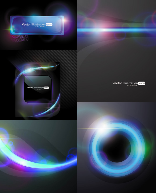 Cool halo background vector set