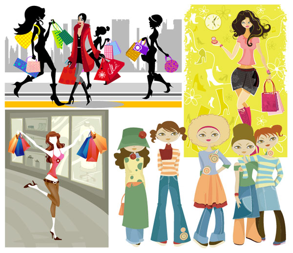 Fashion shopping girl Vector