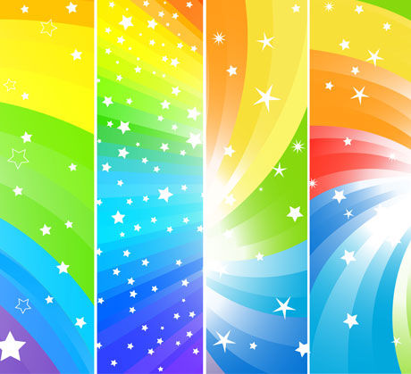 Vector background material stars shining rainbow colorful lines color 
