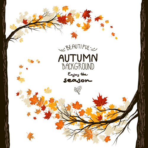 Beautiful autumn leaves background creative vector 02