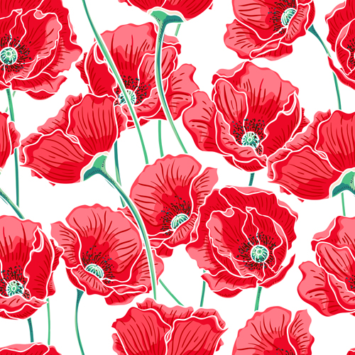 seamless poppy pattern beautiful 
