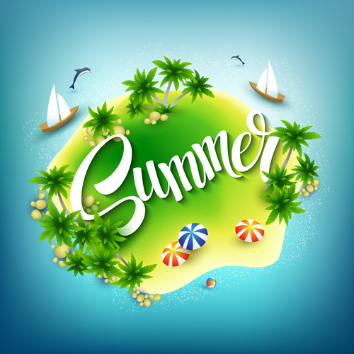Beautiful sea island summer vector background