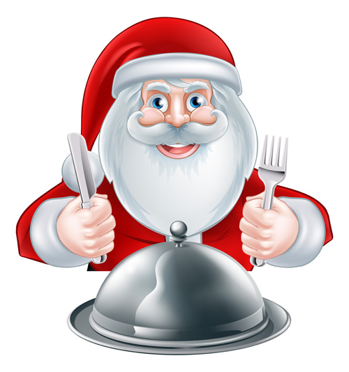 Cartoon santa knife and fork vector 02 Cartoon santa knife and fork vector 02
