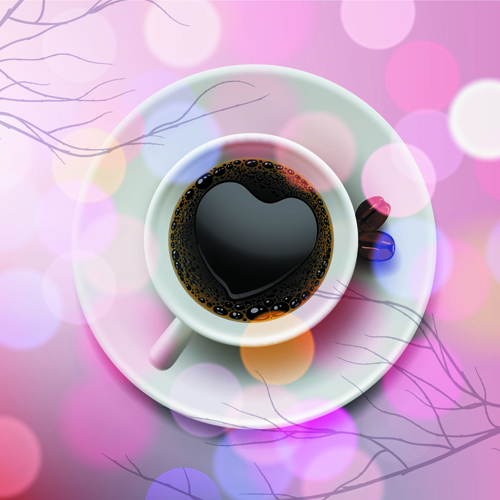 Valentine day coffee heart vector card 01