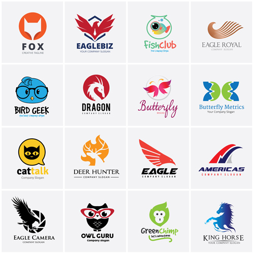 Colored animal logos vector material 01 Colored animal logos vector material 01
