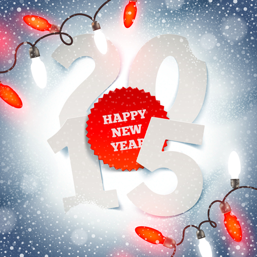 Colored light bulbs with 2015 christmas background 02