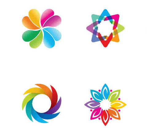 Colored round abstract logos vector 02