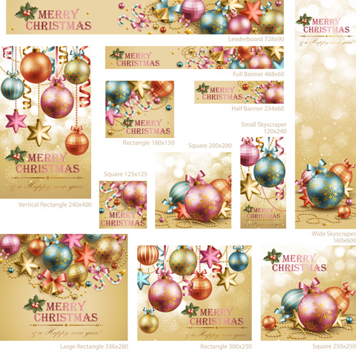 Colored xmas design decor vector material 03
