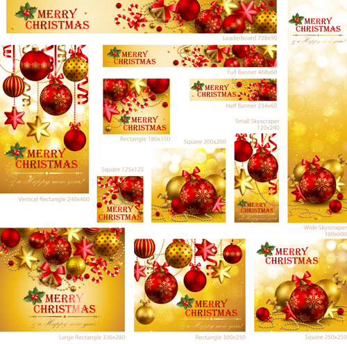 Colored xmas design decor vector material 04