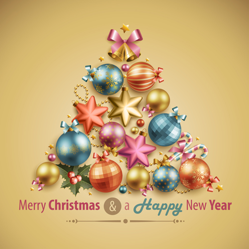 Creative Christmas tree baubles vector