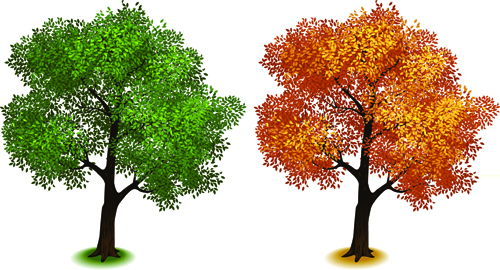 Creative isometric trees design vector 01