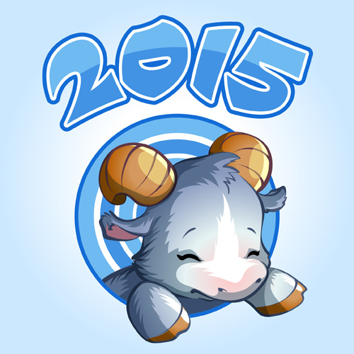 Cute goat 2015 art background 01