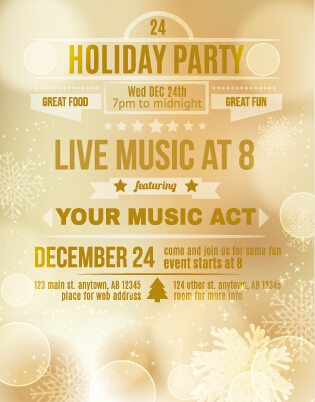 December 24 christmas party flyer cover vector 03