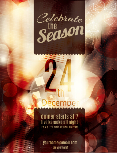 December 24 christmas party flyer cover vector 04