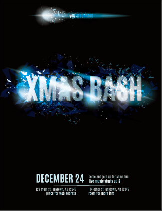 December 24 christmas party flyer cover vector 05